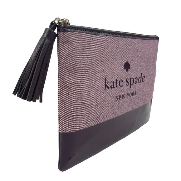 Kate Spade Large Tassel Zip Pouch Clutch Bag Purse Red - Picture 3 of 9